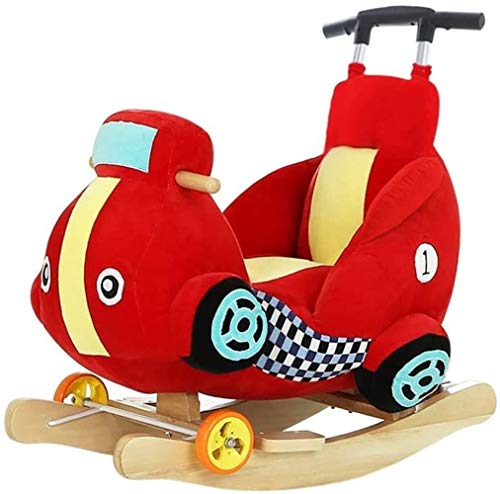 Rocking Horse Hölzerner Schaukeltier Mit Rad & Putter & Sicherheitsgurt, Wippstuhl Innen Im Freien