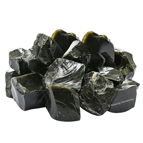 Image of Amazing Gemstone Golden Sheen Obsidian Raw Crystals and Healing Stones, Natural Rocks for Tumbling - DIY Raw Stones and Crystals, 2 Pieces