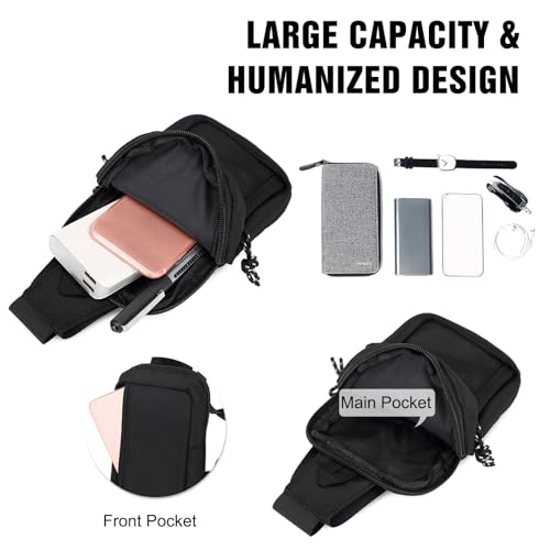 FANDARE Ultralight Sling Crossbody Backpack Men Sport Chest Pack for Women One Strap Chest Backpack Crossbody Bag Cover Pack for Hiking Cycling Travel Outdoor Gym Business Belt Shoulder Bag Black - Image 4
