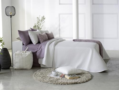 Reig Marti Colcha Malone, Diseño Jacquard Minimalista, Blanco, Varios Tamaños 90-150 cm (Cama 135 cm)