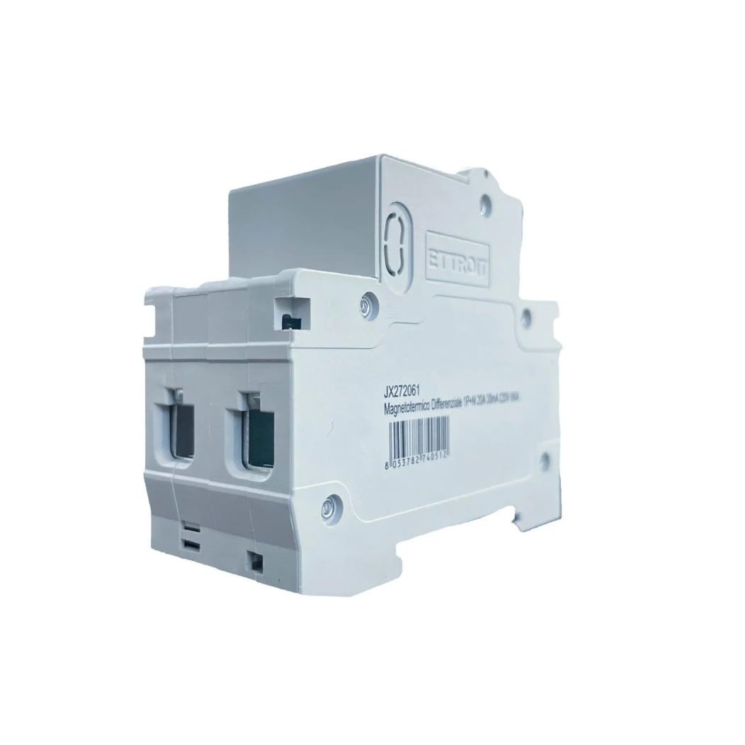 Interruttore Magnetotermico Differenziale 1P+N 20A 30mA 220V-6KA 2 moduli 30mA per Guida DIN - Protezione Circuiti e Sicurezza Impianti