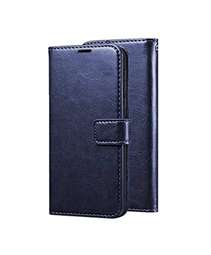 ClickAway Flip Cover for vivo V20 PU Leather Vintage Case with Card Holder and Magnetic Stand (Blue) (Please Check Your Phone Model Before Buying