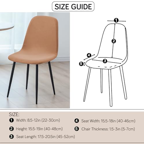 Image of HOKIPO 'SereneSolids' 140 GSM Shell Chair Cover, Mid Century Modern Dining Chair Cover, Pack of 1, Camel (AR-6248-CML)