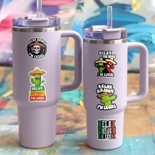 Image of 3Pcs Relax Gringo Im Legal Sticker, Relax Gringo Calcomanas De Mexico Funny Immigrant Calcomanias Mexico Mexican Cactus Stickers for Truck Car Helmet (Pack 12)