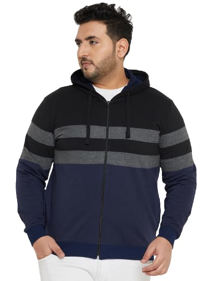 austivo Men's Multi Full Sleeve Striper Hooded Plus Size Sweatshirt-picture-35