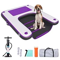 HEYLIFE Dog Safety Rampen Inflatable Dog Ramp Floating Dock Water Raft Ladder for Pool Up to 220LBS Bpurple 4.9ft x 3ft x 4in