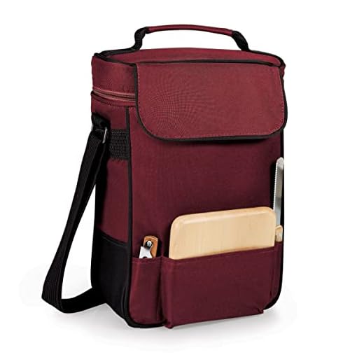 LEGACY - a Picnic Time Brand Duet Insulated Wine and Cheese Tote, Burgundy
