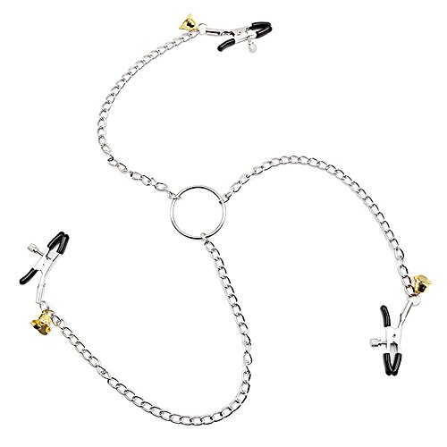 DIYWORK 3 koppen kettingklem, 2 stuks tepelklemmen en clitorisklem, 23 cm en 32 cm lange metalen kettingen, met belletje, seksspeelgoed voor koppels (rood) - Afbeelding 4