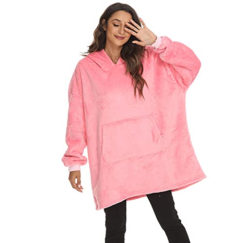 XANAYXWJ Sudadera con Capucha de Gran tamaño, Manta con Capucha, Manta cálida, Bata para Mujeres, Hombres, Adolescentes, Manta de televisión Perezosa con Mangas y Bolsillo,#4,88cm