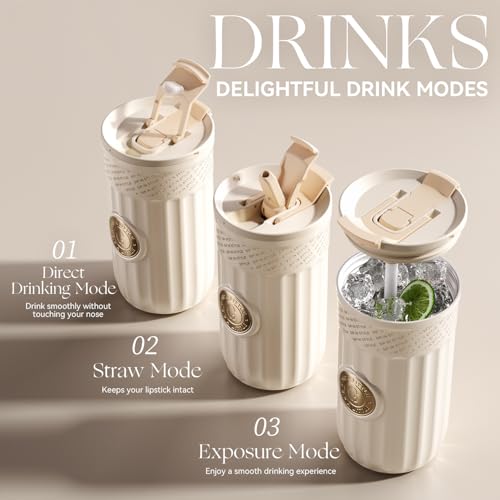 GOOM The Emblem Insulated Travel Coffee Tumbler, 17oz, White