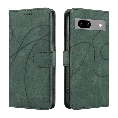 Housse portefeuille Google Pixel 7A anti-rayure, étui vert magnétique cuir