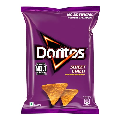 Image of Doritos Nacho Chips 53g /56g /60g /66g /71g, Sweet Chilli flavour, Crunchy Crispy Chips & Snacks (weight may vary)