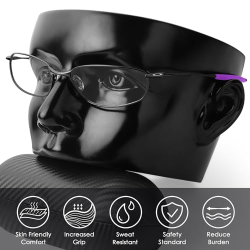 Image of BLAZERBUCK Replacement Temple Sleeves Ear Socks for Oakley Whisker /Juliet /A Wire Sunglass - Black + Purple