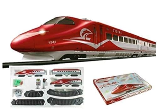 Image of Tigers Bullet Train Set with Light and Sound & Track High Speed Electric Metro Train with Long Track and Flyover Signal Accessories Best Train Toy