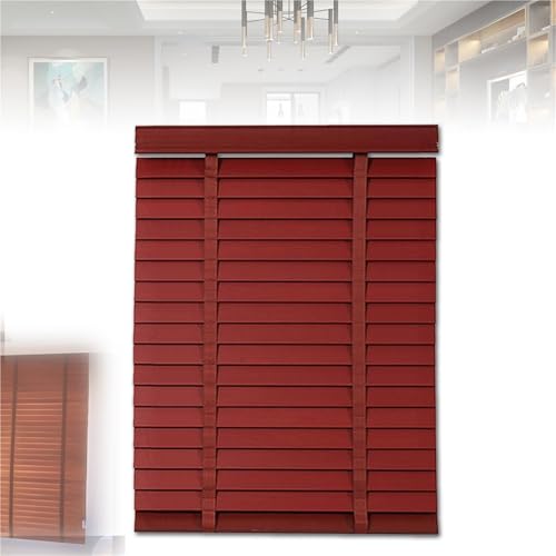 Horizontal Blinds for Windows 2 Inch Slats Privacy Blinds Solid Wood Blinds Blackout Blinds Roller Blinds(Burgundy)