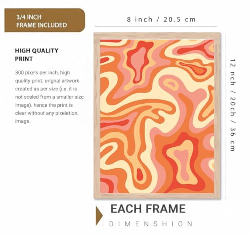 Image of BLINKART Liquid Swirl Aesthetic Modern Art Walls With Frame | Natural Wood Texture | Living Room Bedroom Office Wall Decoration | Poster Home Decor Frames Wall Bedroom | 12x8 Inches (D75)