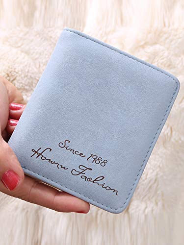 pedkit Moda feminina carteira curta de couro PU cor sólida carta impressão pequena dobrável ID titul