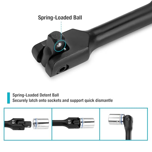 Image of DURATECH 3PCS Breaker Bar Set, 1 /4 inch, 3 /8 inch, 1 /2 inch Drive, 180Rotatable Head, 6 inch, 10 inch, 15 inch Length, Premium Chrome Alloy Made, Black