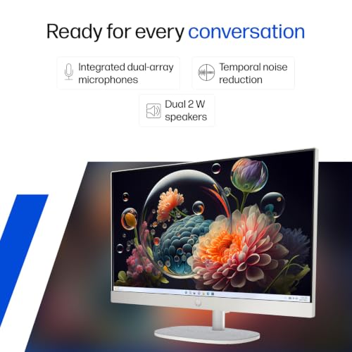 Image of HP All-in-One, Intel Processor N200 (8GB DDR4, 512GB SSD) FHD, IPS, Anti-Glare, 23.8''(60.5cm), Win11, M365* Office 24, Shell White, 5.26kg, FHD IR tilt Camera, 24-cr0302in Desktop