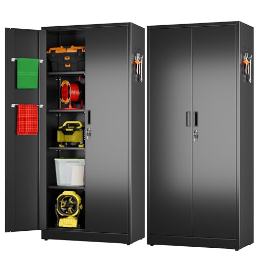LOCENHU Armoire à balais avec Ventilation et Fermeture magnétique, Armoire multifonctionnelle, Armoire en Acier Robuste pour aspirateur, Produits de...