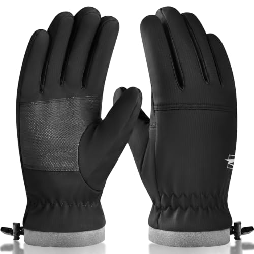 Cevapro Winterhandschuhe Herren Damen Thermo Handschuhe Wasserdicht Winddicht mit Touchscreenhandschuhe Extra Dickem Fleece Für Snowboard Ski rutschfeste Wandern (-25C) Schwarz L