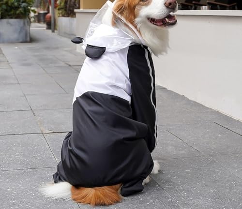 Yinxiufa 犬用レインコート 犬 カッパ 犬服 ペット雨具 犬レインコート 梅雨 対応 反射テープ付 リード穴あり 帽子付 通気 完全防水 耐久性 快適 防風 防水 お出かけ お散歩 濡れない 可愛い 小型犬 中型犬 (パンダ,5XL)