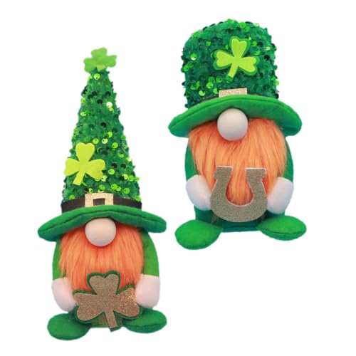 Vaguelly PoupéE GNOME De La Saint-Patrick 2 PièCes Ornements De DéCoration De Festival Irlandais Accessoires De Maison Et Bureau