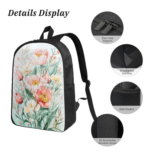 Minimalist Floral Backpacks 3 Pcs Lightweight Casual Backpack with Fun Graphic Cartoon Print for Travel Work4