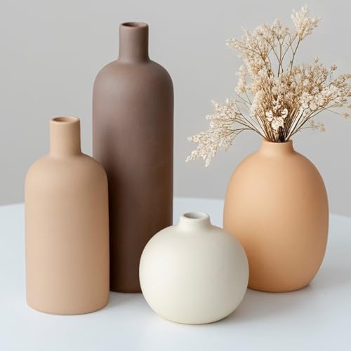 Modern Ceramic Vase Set, Neutral Colors,...