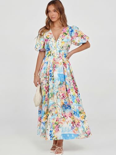 Image of Maxigerui Women's Summer Floral Maxi Dress Spring Wedding Guest Dress 2026