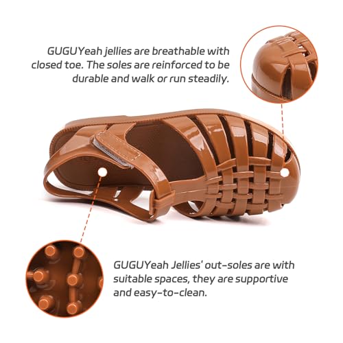 Image of GUGUYeah Jelly Sandals for Girls,Closed Toe Princess Costume Summer Dress Shoes Fisherman Gladiator Water Beach Flat Sandals for Toddler /Little Kid /Big Kid