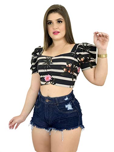 Kit 3 Short Bermuda Jeans Feminino Cintura Alta Hot Pants Estilo Anitta (34)