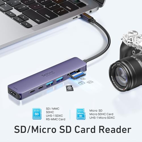Image of USB C Hub HDMI Adapter for MacBook Pro /Air, 7 in 1 USBC Dongle with HDMI, microSD /SD Card Reader, USB C Data Port,100W PD, and 2 USB 3.0 Compatible for MacBook Pro /Air, Dell XPS, Lenovo Thinkpad.