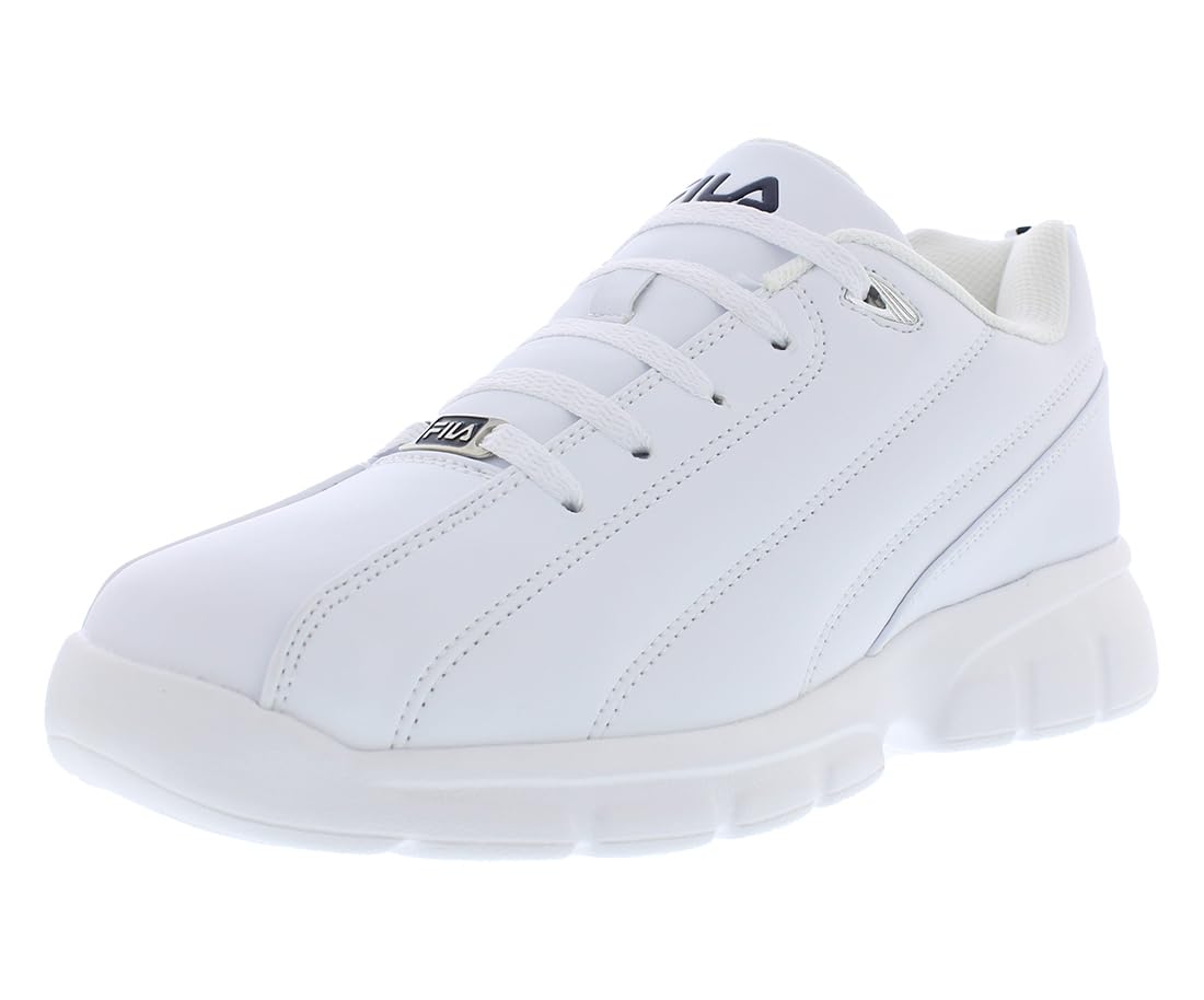 Fila mens Leverage cross trainer shoes, White, Silver, Peacoat, 14 US