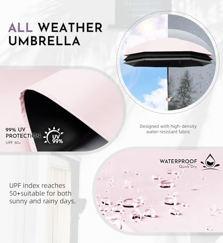Image of LILAC Mini Travel Umbrella for Rain - 43 inch Large Coverage Small Compact Umbrella, Reinforced Strong Frame, Lightweight Portable Parasol with UPF 100+ UV Protection, Gifts for Adults, Seniors & Students