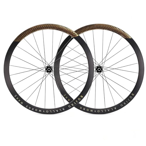 700c Juego Ruedas Bicicleta Carretera Rueda Altura 30/40/50mm Center Lock Eje Pasante 100/142mm Freno De Disco Llantas De Aleación De Aluminio 7-12 Velocidades Cassette(Black,50mm)