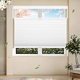 Allesin Top Down Bottom Up Cellular Shades, Blackout Shades Noise Reduction, Honeycomb Blinds Cordless Room Darkening for Bedroom Office,Blackout (White,34'x64')