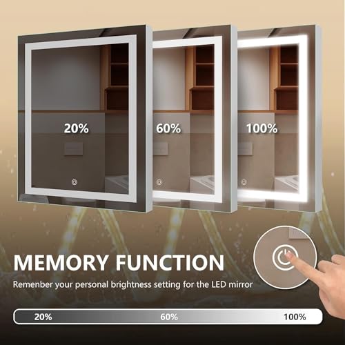 Image of Creative Arts n Frames LED Wall Mount HD Mirror with 3 Color Light Tone for Home Wall Living Room Bedroom Bathroom Hotel Decor Items (18x24 inch Rectangle)