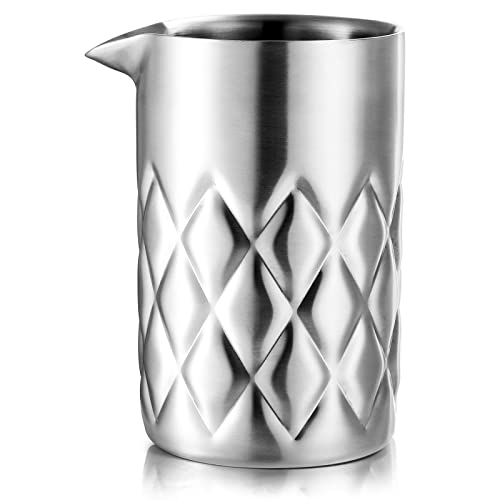 Nicunom 540ml Cocktail Mixing Glass, 304 Edelstahl Martini Rührglas, Doppelwandiger Bar Mixing Pitcher, Nahtloser Glas Shaker mit gewichtetem Boden, Mixing Glass für Barkeeper