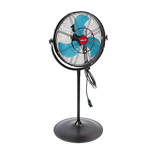 OEMTOOLS 23978 20 Inch High-Velocity Misting Pedestal Tilt Fan, Outdoor Water and Dust-Resistant Cooling Option, 5400 CFM, GFCI Plug, Ideal for Jobsites, Restaurants, Patios, and More, Black