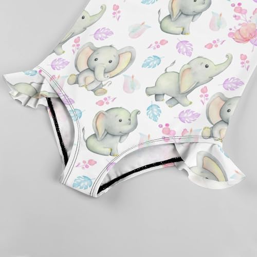 Image of Girls One Piece Swimsuit Cute Alpacas Hearts Stars Ruffles Swimwear Bathing Suits 3-12 Years
