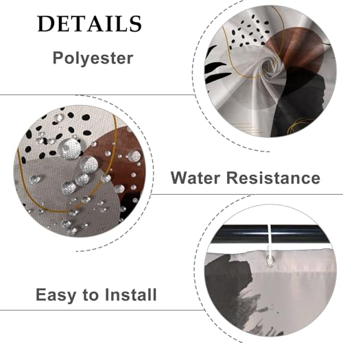 Baocicco Boho Shower Curtain Black Grey Plants Leaves Mid Century Modern Abstract Shower Curtains Decorative for Bathroom Waterproof Fabric Shower Curtain with Hooks 48x72 Inches by Baocicco - Used condition - Image 5