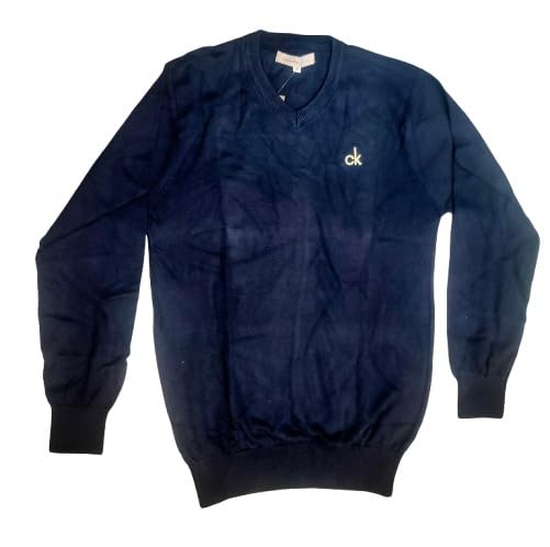 Mens Jumper Blue V-Neck Tight Knit Size M-picture-31