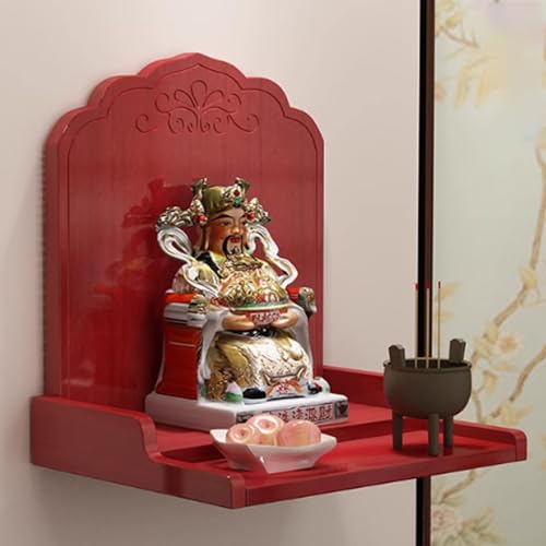 Table d'encens et statue de Bouddha avec niche de prière en bois de bambou