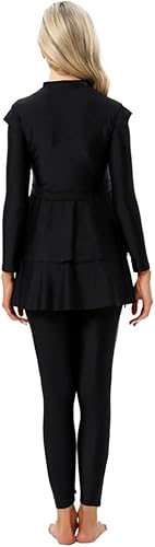 Vista 2 de ODASDO Traje de baño musulmán modesto para mujer, traje de baño con pantalones e hiyab de 3 piezas, talla grande, manga larga, traje de baño