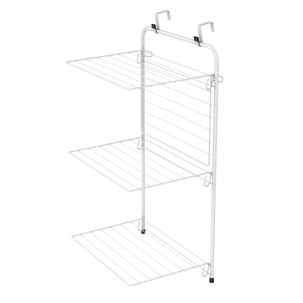 Modern & Durable 3-Tier Over Door Silver Drying Rack - Foldable Washing Rail with 10m Hanging Space, Space-Saving Indoor Clothes Airer for Apartments, Small Homes & Laundry