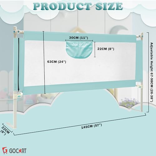 Image of GOCART WITH G LOGO Foldable Height Falling Protector Baby Safety Guard Rail (Blue, 5 FEET (Pack of 1))