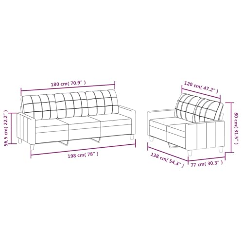 Snsowed 2-TLG. Sofagarnitur mit Kissen Cappuccino-Braun Kunstleder, Sofa Mit Relaxfunktion, Couchgarnitur, Wohnzimmer Sofa, Couch, Sofa Set 3201382 – Bild 3