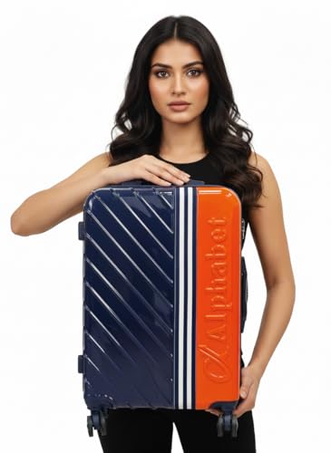 Image of Alphabet Promenade Hard Trolley Bag, Suitcase, (Orange /Navy, 28 inch)