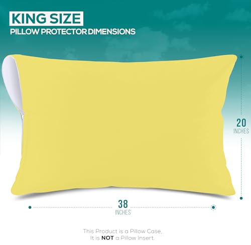 Image of Utopia Bedding Premium 100% Waterproof Pillow Protectors with Zipper King Size (Set of 2), Bed Bug and Dust Mite Proof Zippered Pillow Covers, Pillow Encasement Cases, Yellow